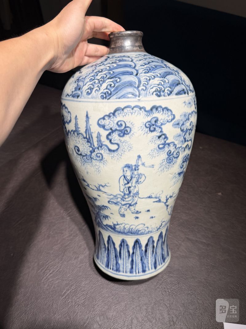 明空白期 青花携琴访友图梅瓶 - 图12
